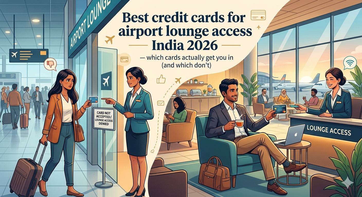 Airport lounge access credit cards in India 2026 — editorial cover